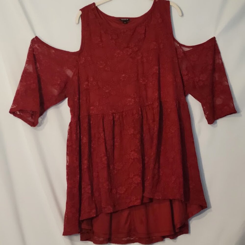 Torrid Burgundy Lace Cold Shoulder Dress  or Tunic Size 4x